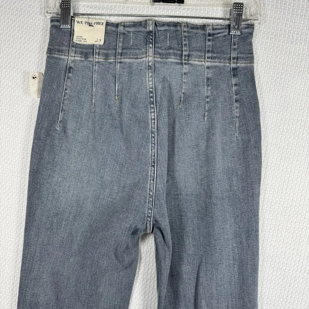NWT Free People We The Free Jayde Jeans Size 27 High Rise Flare Leg Blue Denim